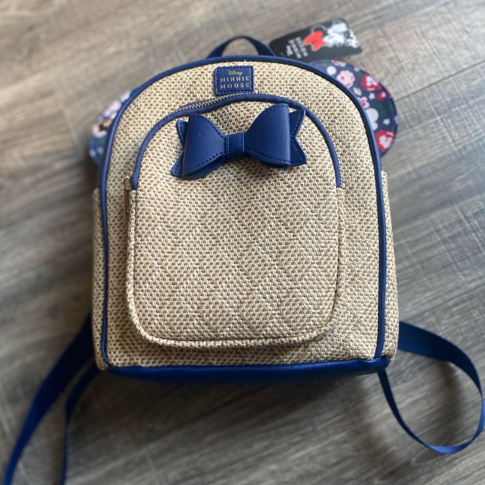 Disney Minnie Mouse mini backpack with two pockets and floral printed ears w/bow - Picture 7 of 14